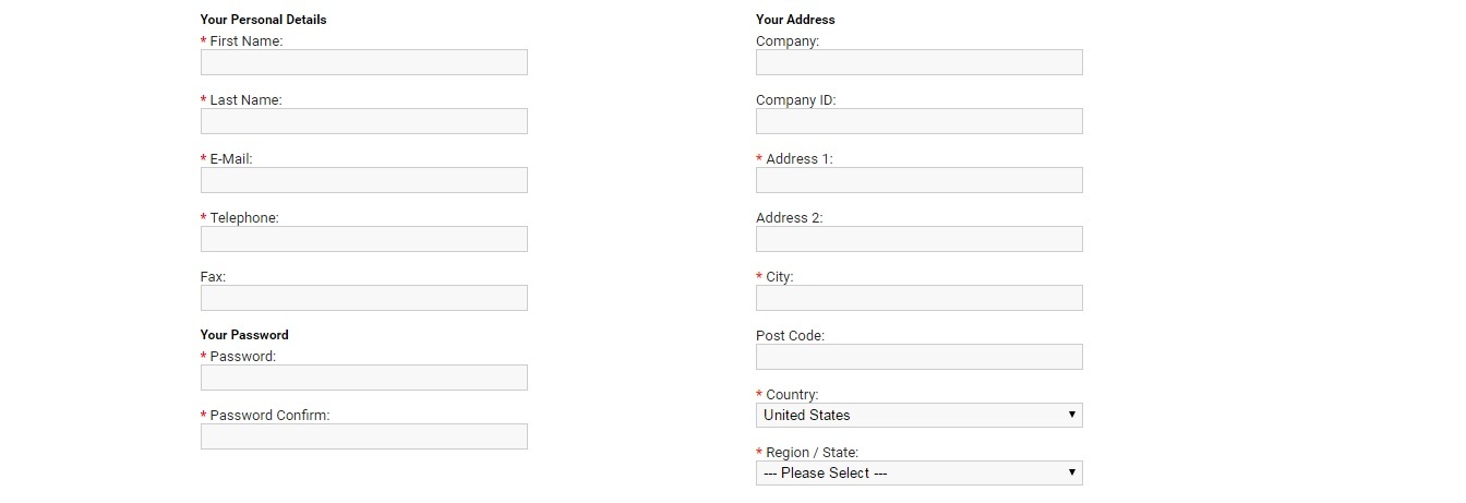 Registration form