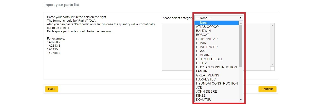 Category Search Parts